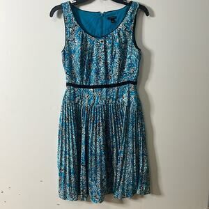 ANN TAYLOR PLEATED SHEATH PAISLEY PRINT DRESS SIZE‎ 2